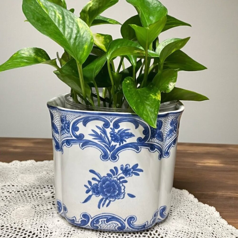 Tiffany & Co Flower Planter Pot Cachepot or Vase Blue White Delft Vintage